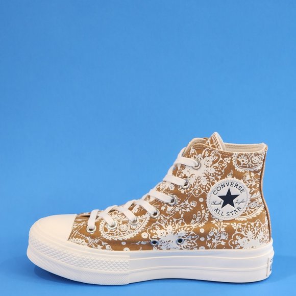 Converse CTAS Hi Lift Fall Florals Wheat Women's Platform Sneakers 572541C NWT - Picture 3 of 6